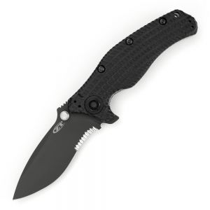 Zero Tolerance Matte Black Serrated Folding Knife w/ Black G10 Handle